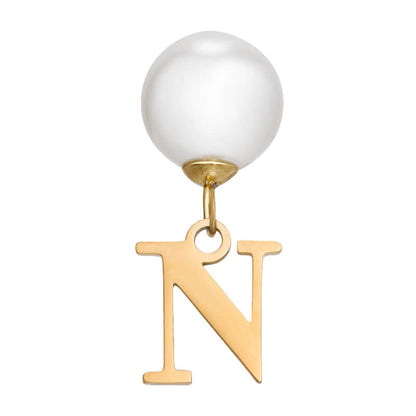 Pearl Initial Drop Earrings (Gold)