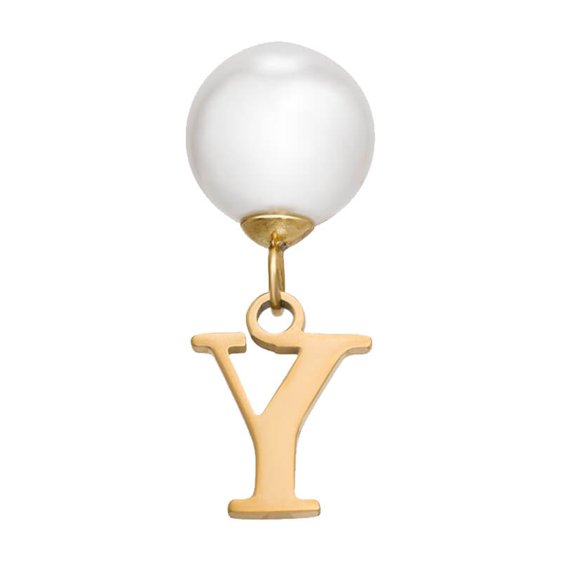 Pearl Initial Drop Earrings (Gold)