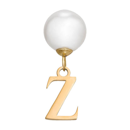 Pearl Initial Drop Earrings (Gold)