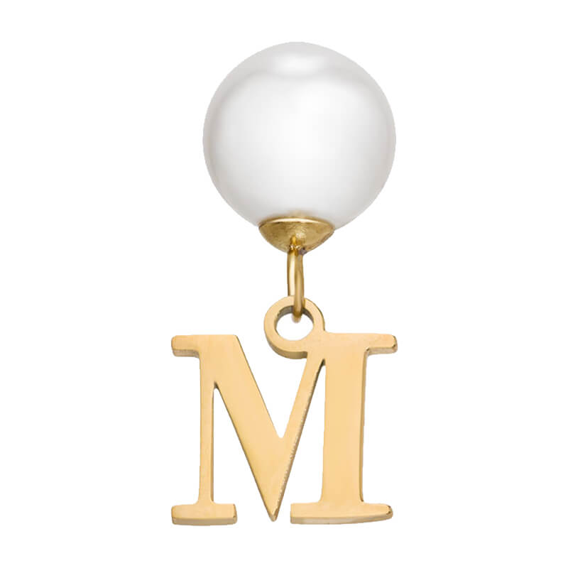 Pearl Initial Drop Earrings (Gold)