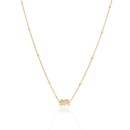 Pearl Initials Sphere Chain Necklace (Gold)