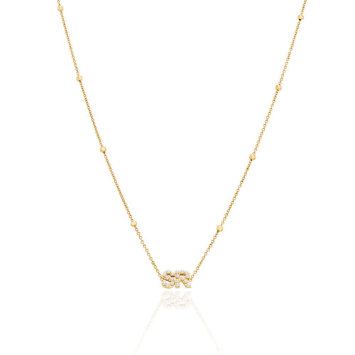 Pearl Initials Sphere Chain Necklace (Gold)