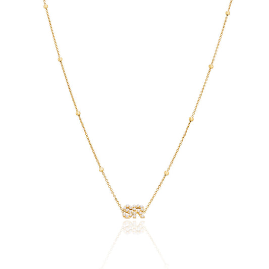 Pearl Initials Sphere Chain Necklace (Gold)