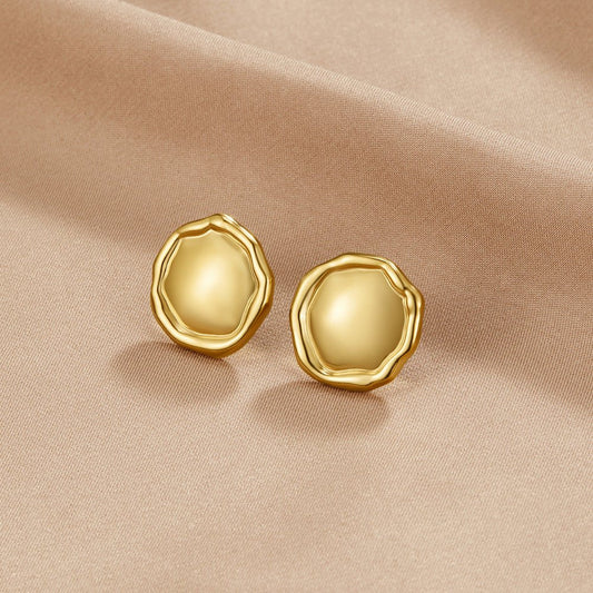 Ava Gold Button Earrings