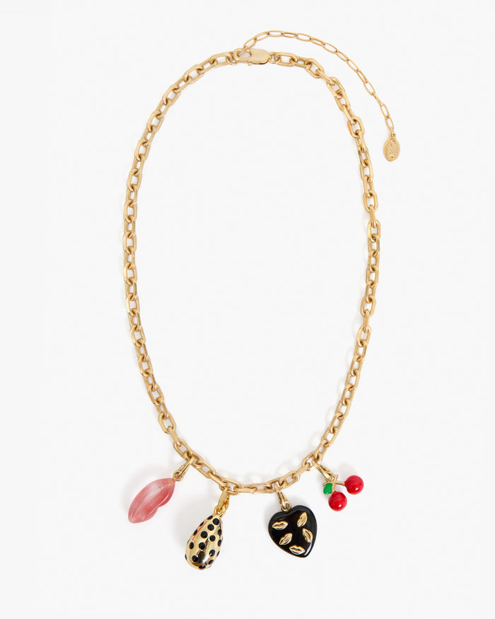 Bisou Heart Charm on Charm Chain Necklace