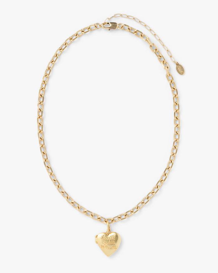 Charm Chain Necklace with Heart Locket Charm