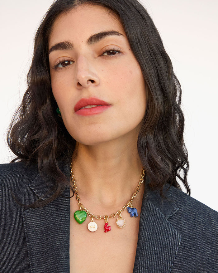 Crest Charm on Charm Chain Necklace