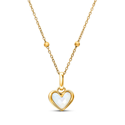 Mother of Pearl Heart Necklace (Gold)
