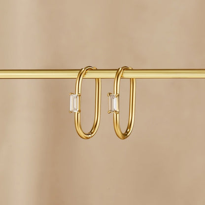 Crystal & Gold Diana Hoop Earrings