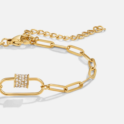 Crystal Paperclip Charm Bracelet
