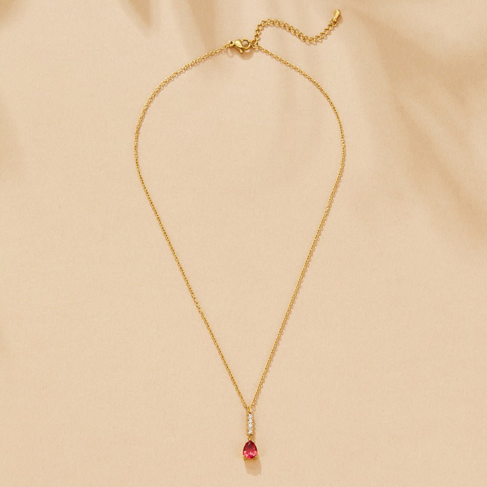 Crystal Ruby Teardrop Necklace