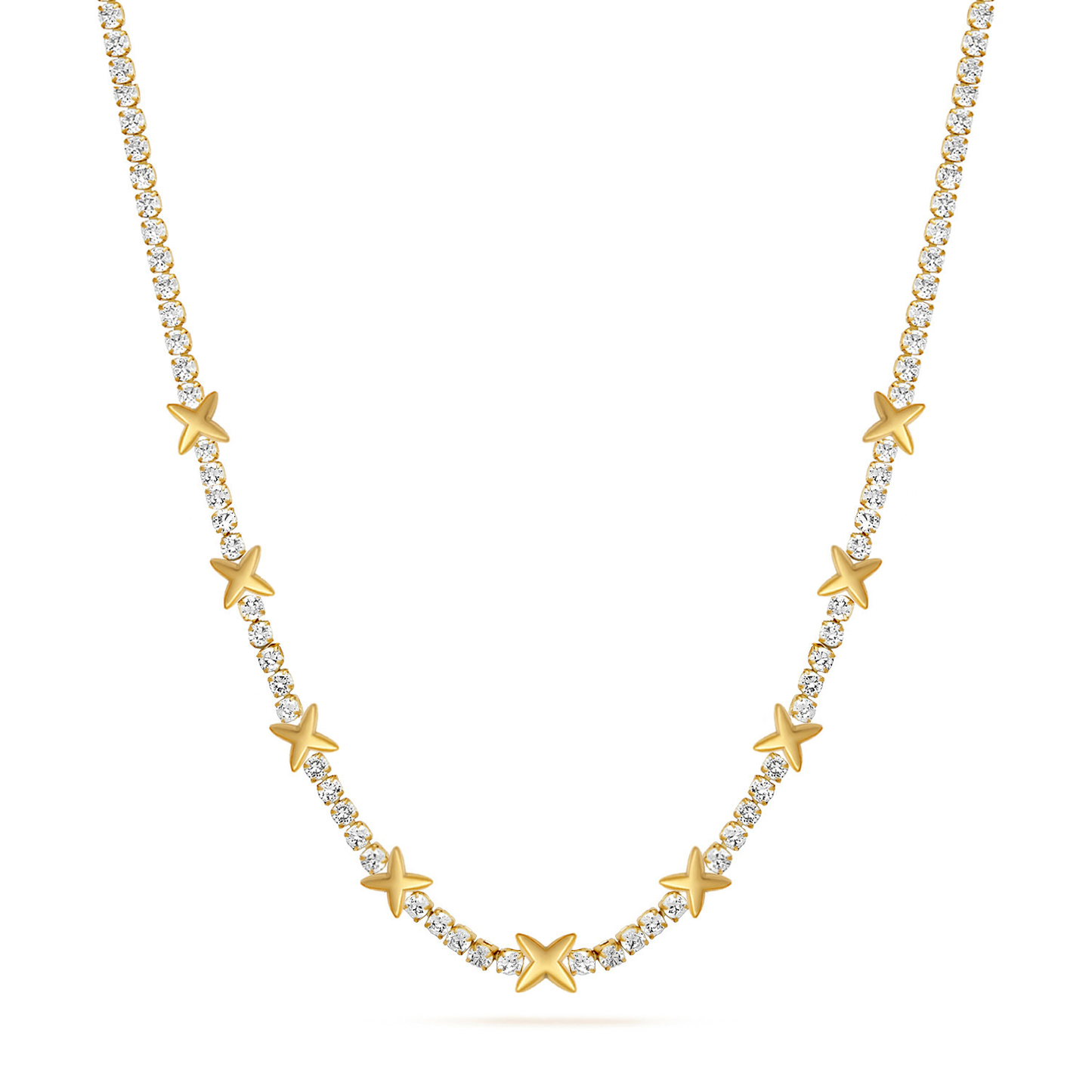 Crystal Fixed Charm Necklace (Gold)