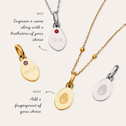Organic Fingerprint Droplet Necklace (Gold)