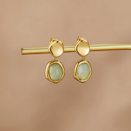 Gold Aquamarine Drop Earrings