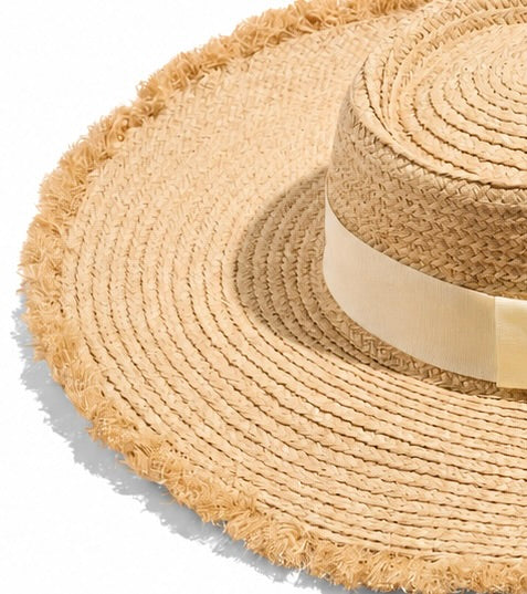 Oversized Frayed Edge Hat (Natural)