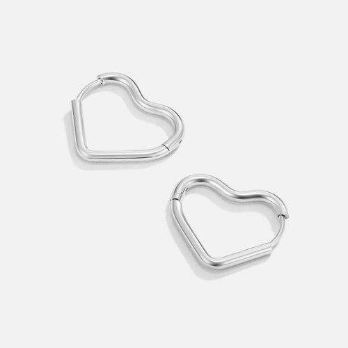 Heart Silver Hoops