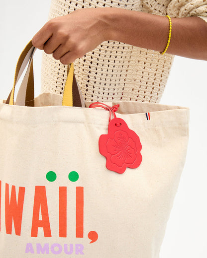 Jumbo Tote with Hibiscus Fob