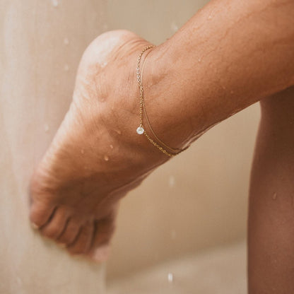 Layered Dainty Crystal Anklet