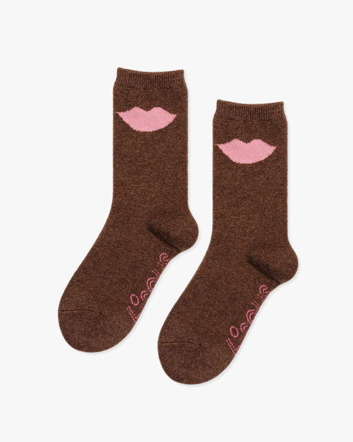 Lips Cashmere Crew Socks