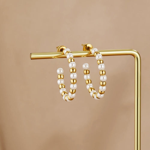 Maia Pearl & Gold Bead  Earrings