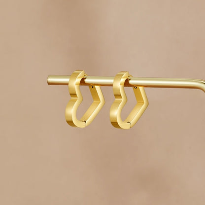 Mary Heart Gold Hoop Earrings