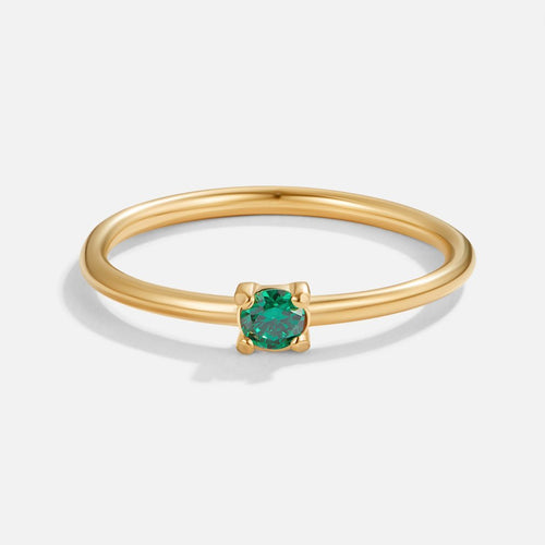 May Birthstone 18K Gold Ring
