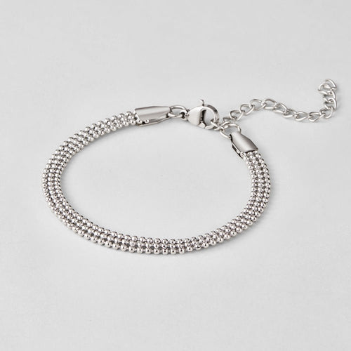 Milan Silver Beaded Chain Bracelet