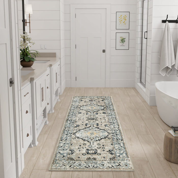 Nourison Home - Washable Decor Taupe/Blue Area Rug WSD12