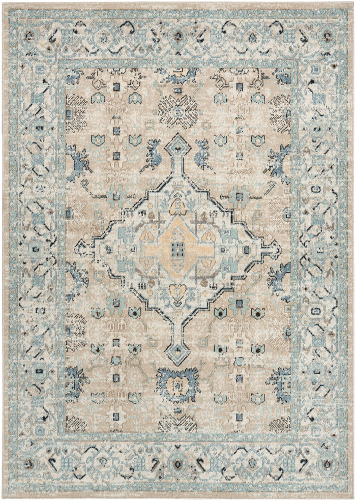 Nourison Home - Washable Decor Taupe/Blue Area Rug WSD12