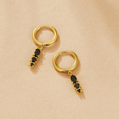 Obsidian Drop Hoop Earrings