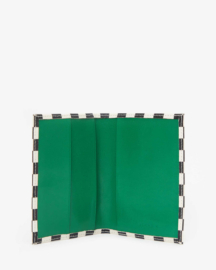 Interior of the Black & Cream Checkers Passport Sleeve