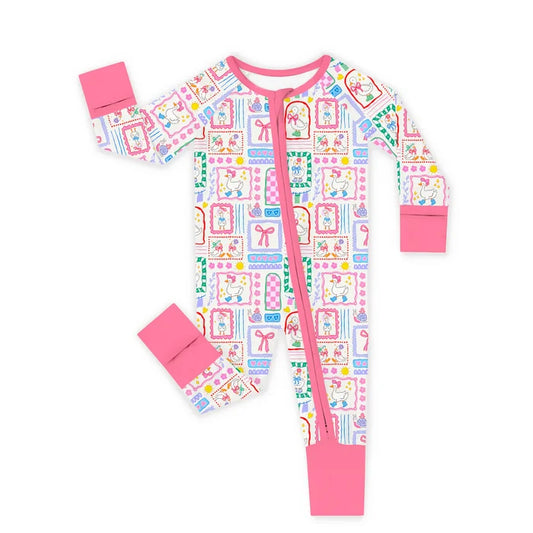 Patch & Puddle Bamboo Zipper Romper Pajamas