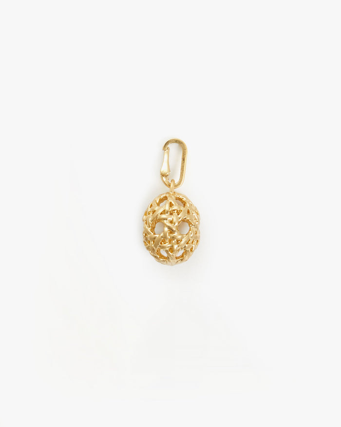 Vintage Gold Rattan Egg Charm