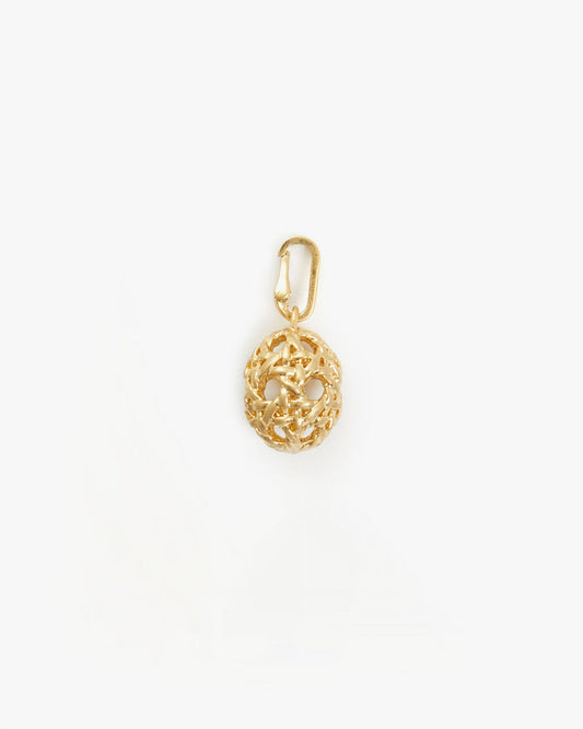 Vintage Gold Rattan Egg Charm