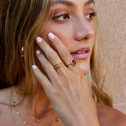 Ruby Crystal Gold Ring
