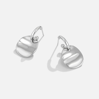 Silver Disc Drop Earrings