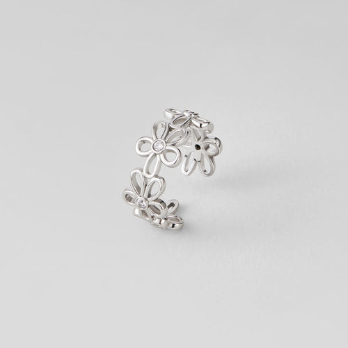 Silver Wildflower Infinity Ring