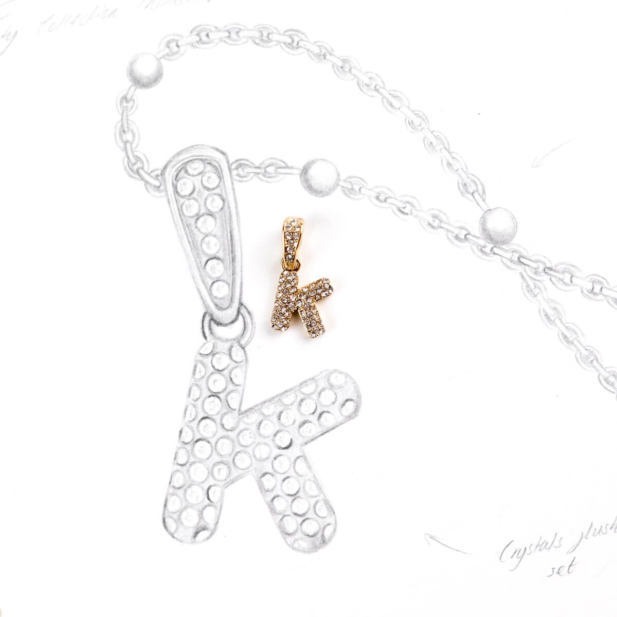 Bubble Initial Sphere Necklace - Gold