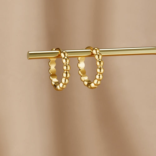 Soraya Gold Bead Hoop Earrings