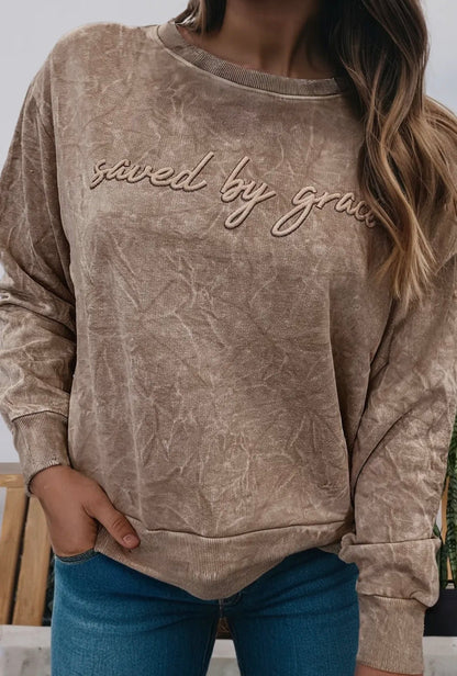 The Saved by Grace Western Mineral Wash Pullover (up to 4X)
