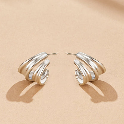 Twisted Ivana Silver Hoop Earrings