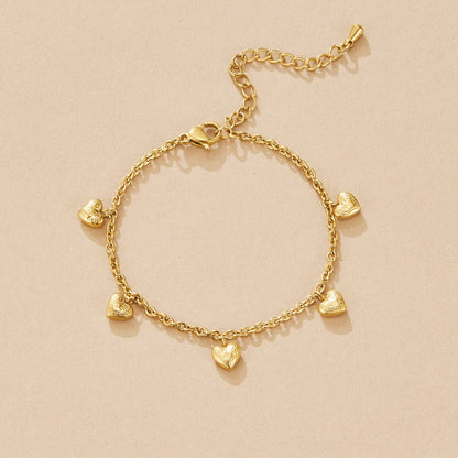 Vintage Gold Heart Charm Bracelet