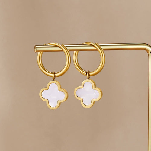 White Clover Hoop Earrings