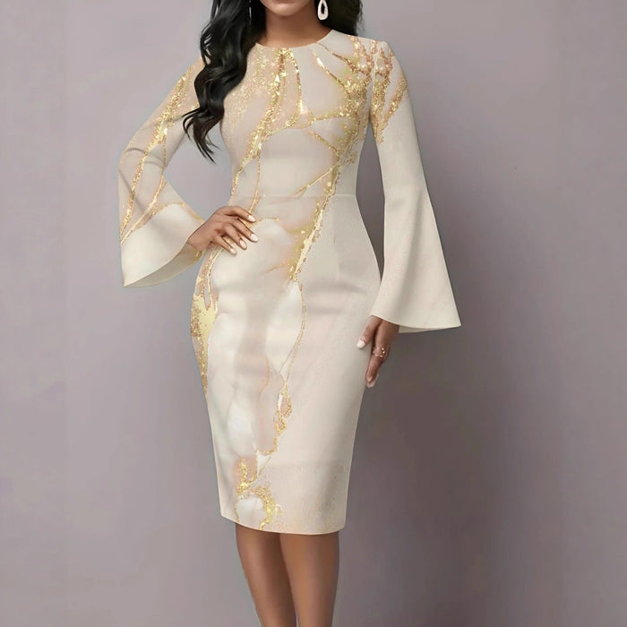 Women's 3D Relief V-Neck Bodycon Midi Dress – Artistic Knit