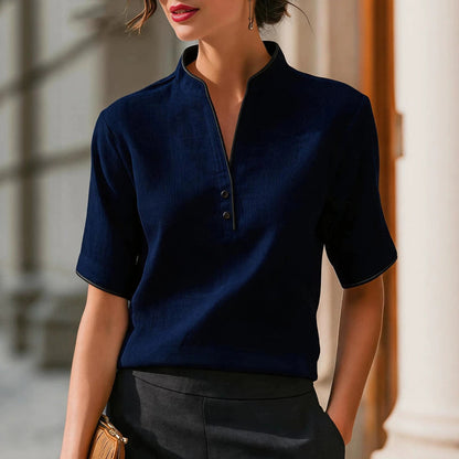 Women's Elegant Patchwork Short Sleeve Blouse – Summer Top