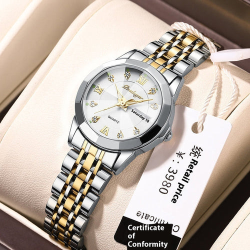 Women's Luminous Waterproof Watch – Dual Calendar Sporty Elegant