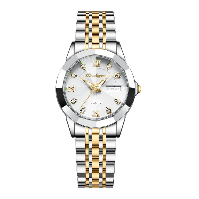 Women's Luminous Waterproof Watch – Dual Calendar Sporty Elegant