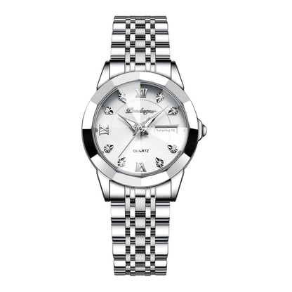 Women's Luminous Waterproof Watch – Dual Calendar Sporty Elegant