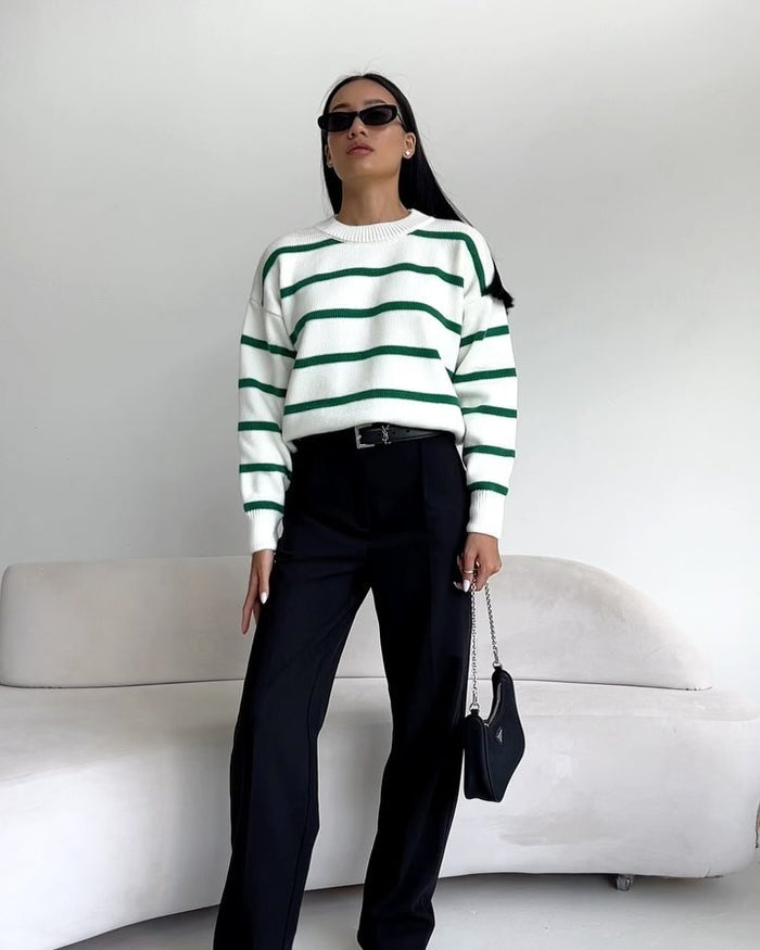 White Green Stripes / L